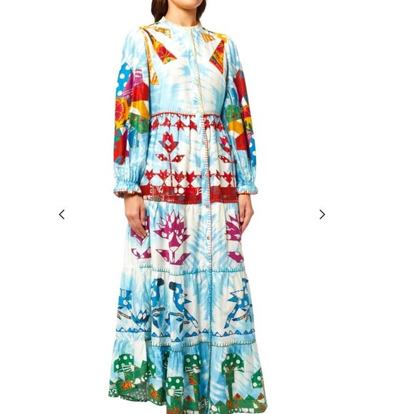 FARM Rio Tye Dye Rainbow Patchwork Maxi Dress - Picture 1 of 15